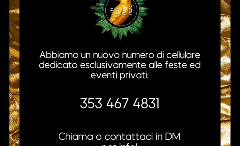 Abbiamo un nuovo numero di cellulare dedicato esclusivamente alle feste ed event…